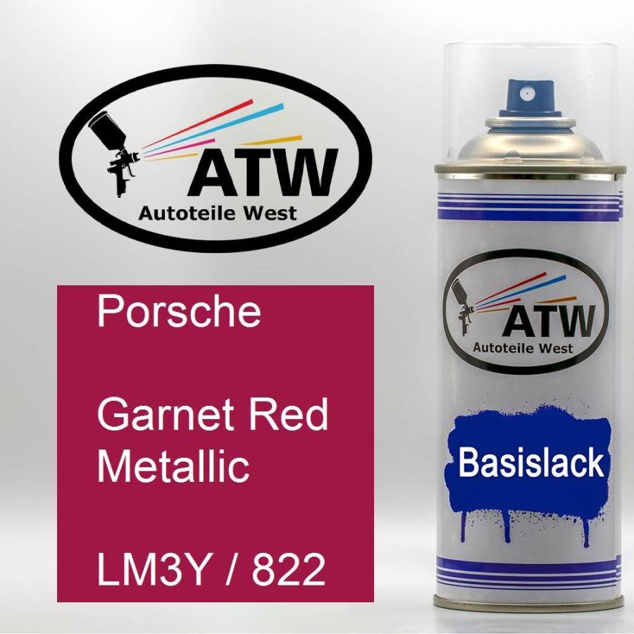 Porsche, Garnet Red Metallic, LM3Y / 822: 400ml Sprühdose, von ATW Autoteile West.